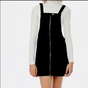 Forever 21 Black Corduroy Zip-up Overall Dress